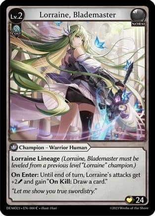 Lorraine, Blademaster — 2023 Demo Deck Grand Archive TCG card by Hori