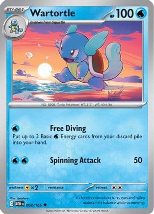 Wartortle - 008/165 — SV: Scarlet & Violet 151 Pokémon TCG card by kantaro