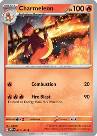 Charmeleon - 005/165 — SV: Scarlet & Violet 151 Pokémon TCG card by GIDORA