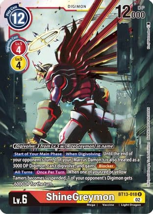 ShineGreymon — Versus Royal Knights Digimon Card Game card by Akiyoshi Hongo, Toei Animation