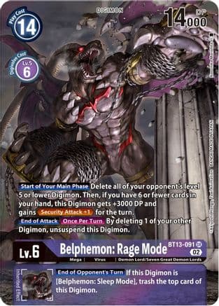 Belphemon: Rage Mode (Alternate Art) — Versus Royal Knights Digimon Card Game card by Atsushi Nakajima / Bandai Namco Animation