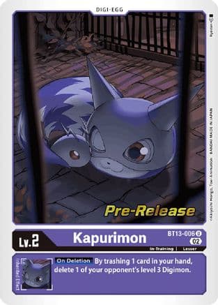 Kapurimon — Versus Royal Knights Pre-Release Cards Digimon Card Game card by Akiyoshi Hongo, Toei Animation