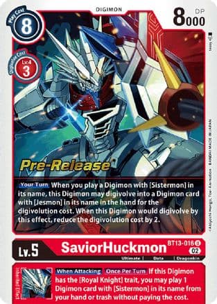 SaviorHuckmon — Versus Royal Knights Pre-Release Cards