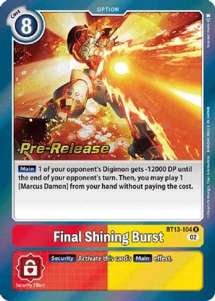 Final Shining Burst — Versus Royal Knights Pre-Release Cards Digimon Card Game card by Nakaura Kaito