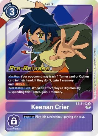 Keenan Crier — Versus Royal Knights Pre-Release Cards Digimon Card Game card by Akiyoshi Hongō, Toei Animation