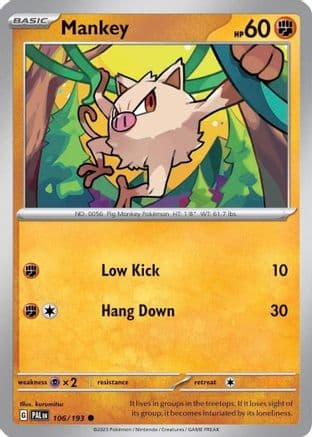 Mankey - 106/193 (Cosmos Holo) — Miscellaneous Cards & Products Pokémon TCG card by Ken Sugimori