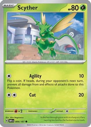 Scyther — SV03: Obsidian Flames Pokémon TCG card by Shin Nagasawa