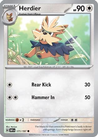 Herdier — SV03: Obsidian Flames Pokémon TCG card by Kariya