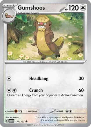 Gumshoos — SV03: Obsidian Flames Pokémon TCG card by Eri Yamaki