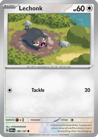 Lechonk - 180/197 — SV03: Obsidian Flames Pokémon TCG card by HYOGONOSUKE