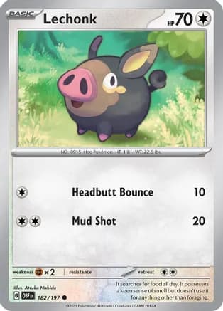 Lechonk - 182/197 — SV03: Obsidian Flames Pokémon TCG card by Atsuko Nishida