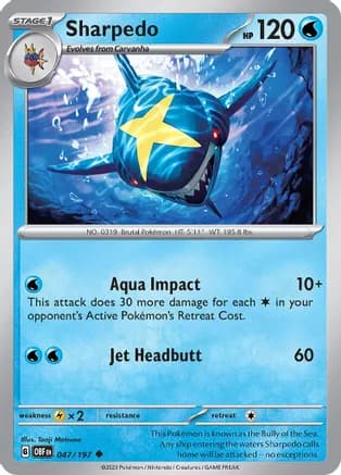 Sharpedo — SV03: Obsidian Flames Pokémon TCG card by Tonji Matsuno