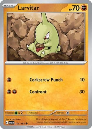 Larvitar — SV03: Obsidian Flames Pokémon TCG card by KYUPIYAMA