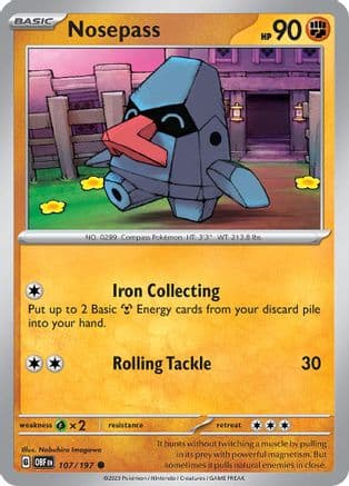 Nosepass — SV03: Obsidian Flames Pokémon TCG card by Nobuhiro Imagawa