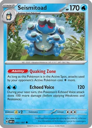 Seismitoad — SV03: Obsidian Flames Pokémon TCG card by Misa Tsutsui