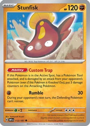 Stunfisk — SV03: Obsidian Flames Pokémon TCG card by Sumiyoshi Kizuki