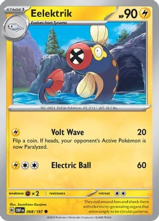 Eelektrik — SV03: Obsidian Flames Pokémon TCG card by Souichirou Gunjima