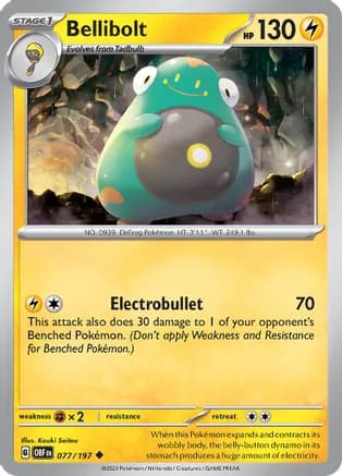 Bellibolt - 077/197 — SV03: Obsidian Flames Pokémon TCG card by Kouki Saitou