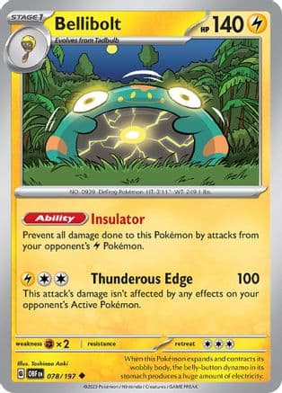 Bellibolt - 078/197 — SV03: Obsidian Flames Pokémon TCG card by Toshinao Aoki