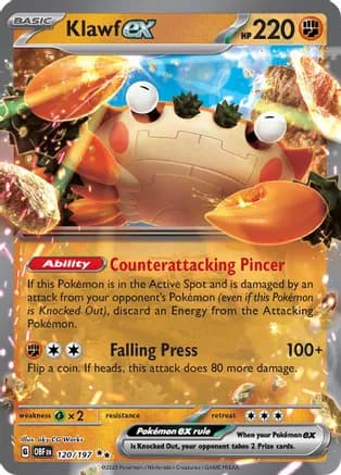 Klawf ex — SV03: Obsidian Flames Pokémon TCG card by aky CG Works