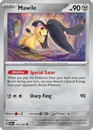 Mawile - 143/197 — SV03: Obsidian Flames Pokémon TCG card by sowsow