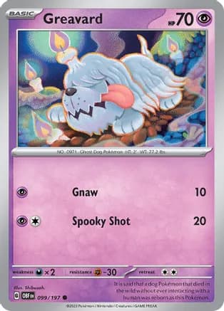 Greavard - 099/197 — SV03: Obsidian Flames Pokémon TCG card by Shibuzoh.