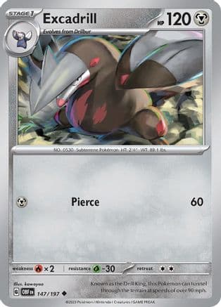 Excadrill — SV03: Obsidian Flames Pokémon TCG card by kawayoo