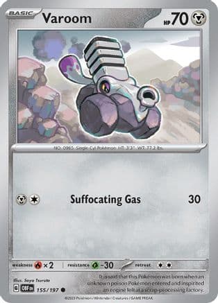 Varoom - 155/197 — SV03: Obsidian Flames Pokémon TCG card by Saya Tsuruta