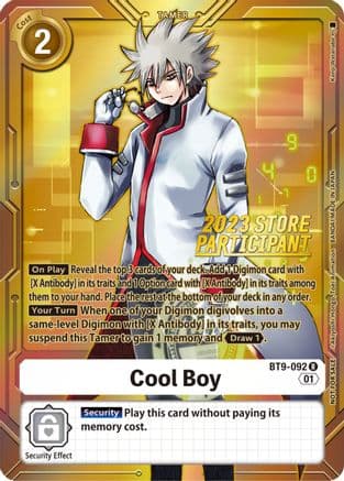 Cool Boy (2023 Store Participant) — X Record Digimon Card Game card by Kayo Horaguchi
