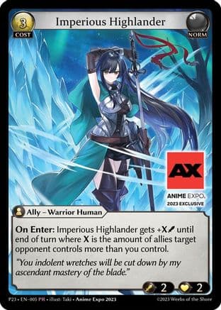 Imperious Highlander — Promotional Cards