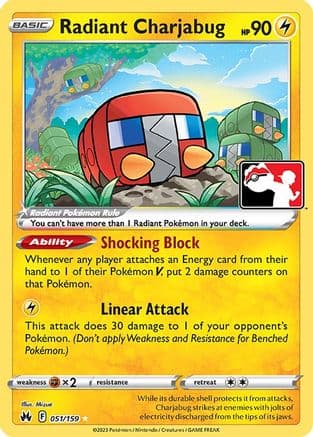 Radiant Charjabug - 051/159 — Prize Pack Series Cards Pokémon TCG card by Mizue
