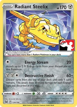 Radiant Steelix - 124/196 — Prize Pack Series Cards Pokémon TCG card by Sanosuke Sakuma