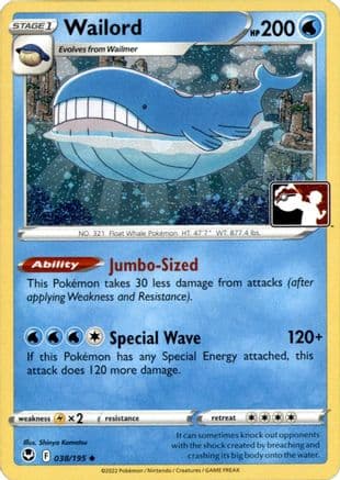 Wailord - 038/195 (Cosmos Holo) — Prize Pack Series Cards Pokémon TCG card by Shinya Komatsu