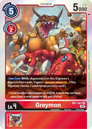 Greymon — Resurgence Booster Digimon Card Game card by Akiyoshi Hongo, Toei Animation