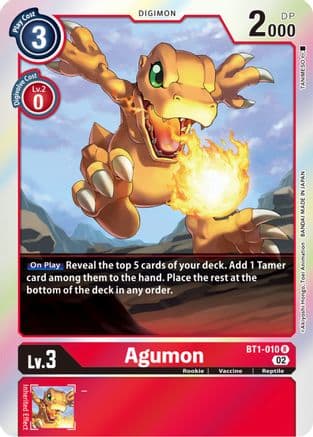 Agumon - BT1-010 (Resurgence Booster Reprint) — Resurgence Booster Digimon Card Game card by Akiyoshi Hongo, Toei Animation