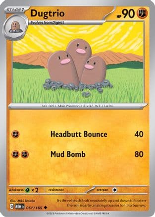 Dugtrio — SV: Scarlet & Violet 151 Pokémon TCG card by Miki Tanaka