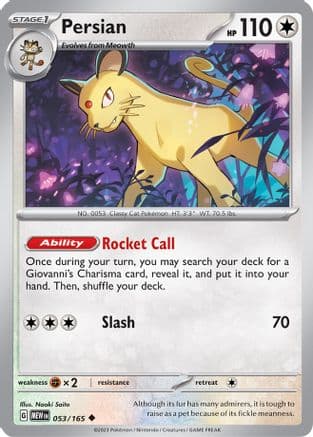 Persian — SV: Scarlet & Violet 151 Pokémon TCG card by Naoki Saito