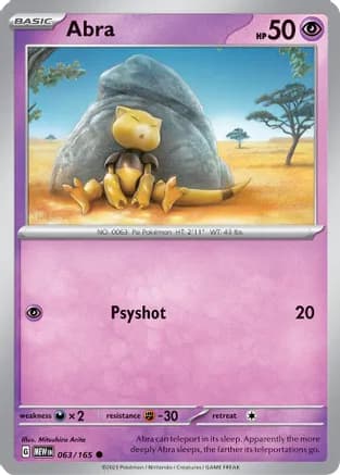 Abra — SV: Scarlet & Violet 151 Pokémon TCG card by Mitsuhiro Arita