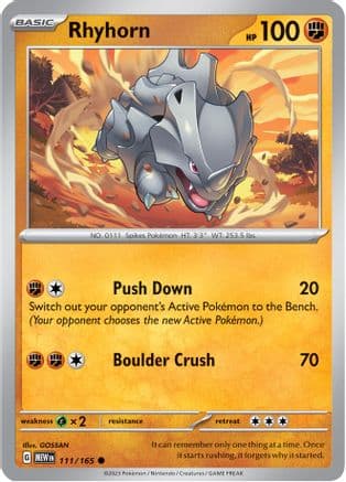 Rhyhorn — SV: Scarlet & Violet 151 Pokémon TCG card by GOSSAN