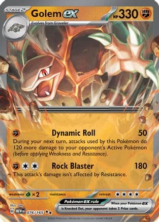 Golem ex - 076/165 — SV: Scarlet & Violet 151 Pokémon TCG card by Uta