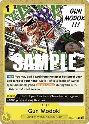 Gun Modoki — Kingdoms of Intrigue One Piece Card Game card by BANDAI MADE IN JAPAN