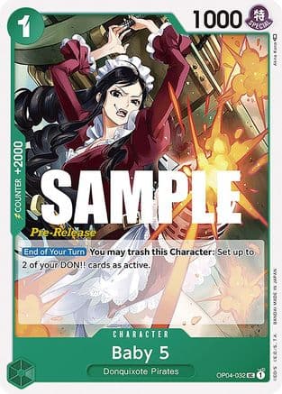 Baby 5 — Kingdoms of Intrigue Pre-Release Cards One Piece Card Game card by Akira Kano