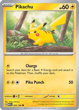 Pikachu - 025/165 — SV: Scarlet & Violet 151 Pokémon TCG card by Naoyo Kimura
