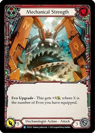 Mechanical Strength (Red) — Round the Table: TCCxLSS Flesh and Blood card by NVXSE Studios