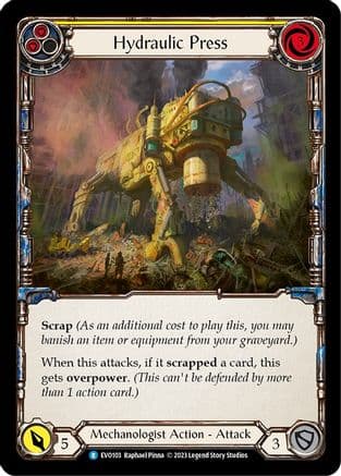 Hydraulic Press (Yellow) — Bright Lights Flesh and Blood card by Raphael Pinna
