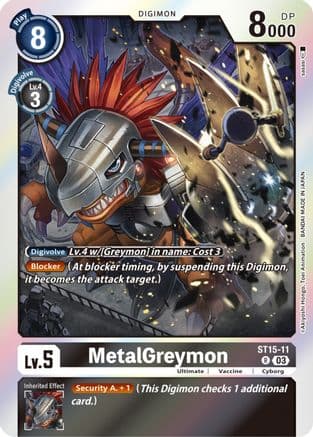 MetalGreymon — Starter Deck 15: Dragon of Courage Digimon Card Game card by Akiyoshi Hongo, Toei Animation