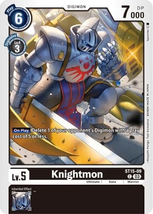 Knightmon — Starter Deck 15: Dragon of Courage Digimon Card Game card by Akiyoshi Hongō, Toei Animation, BANDAI MADE IN JAPAN