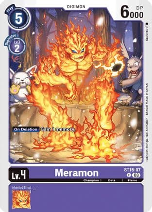 Meramon — Starter Deck 16: Wolf of Friendship Digimon Card Game card by Akiyoshi Hongo, Toei Animation, BANDAI MADE IN JAPAN