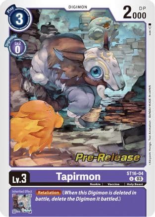 Tapirmon — Starter Deck 16: Wolf of Friendship Pre-Release Cards Digimon Card Game card by Akiyoshi Honga, Toei Animation