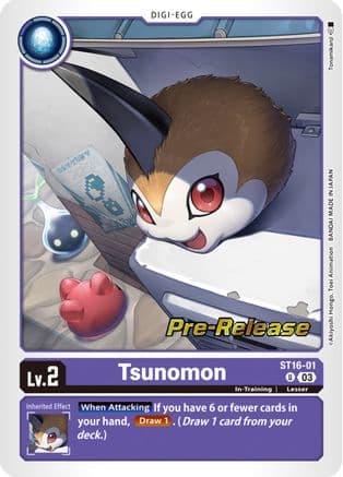 Tsunomon — Starter Deck 16: Wolf of Friendship Pre-Release Cards Digimon Card Game card by Tonamikan